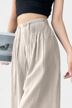 Ilyana Pantalones de Cintura Alta y Pierna Ancha