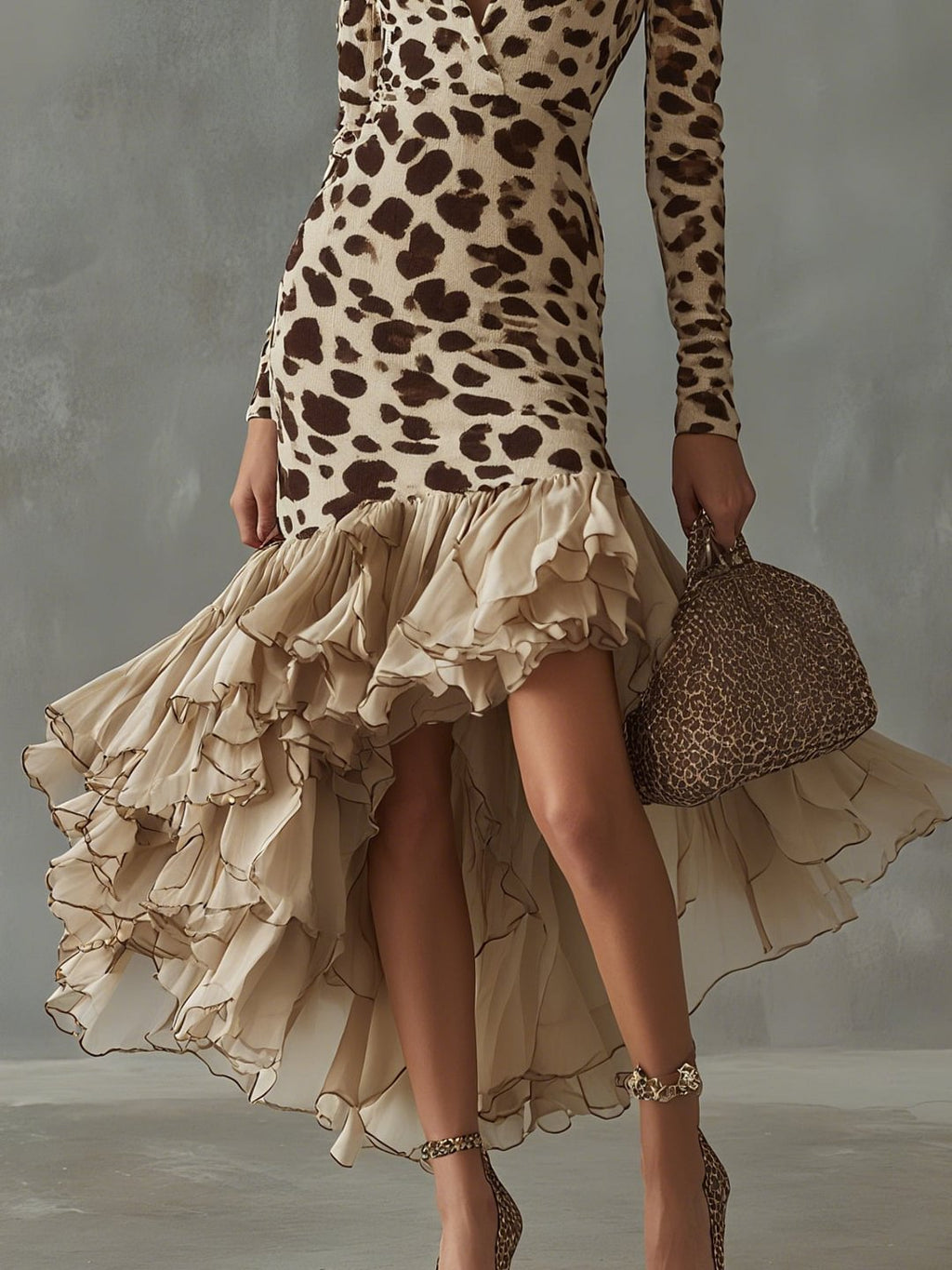 Carmen | Vestido con estampado animal y volantes