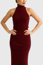 Rhea Vestido Midi de Canalé Sin Espalda