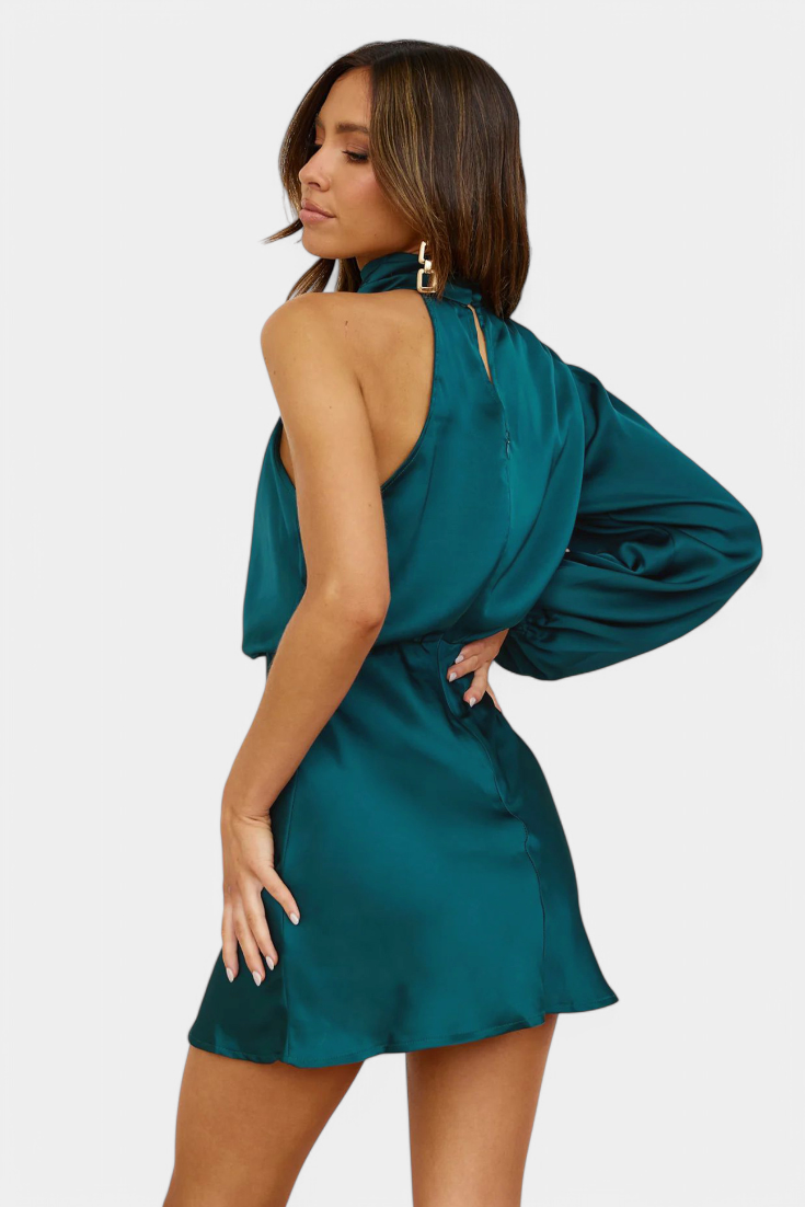 Mara Vestido Mini Drapado de Un Hombro