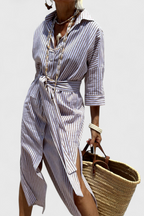 Sherlyn Vestido Camisero de Rayas con Estilo Atemporal