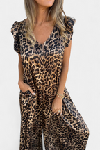 Isela Mono de Cuello en V con Estampado de Leopardo