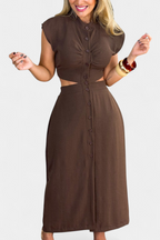 Griselda Vestido Midi con Botones y Cintura Abierta
