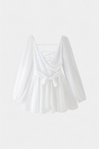 Skylar Vestido Mini con Escote en V y Mangas Ligeras