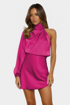 Mara Vestido Mini Drapado de Un Hombro