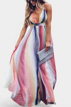 Gretchen Vestido de Rayas Multicolor con Escote en V