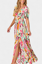 Yuki Vestido Boho con Escote en V y Tie-Dye