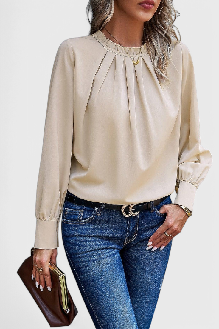 Dottie Blusa de Manga Larga con Cuello de Encaje