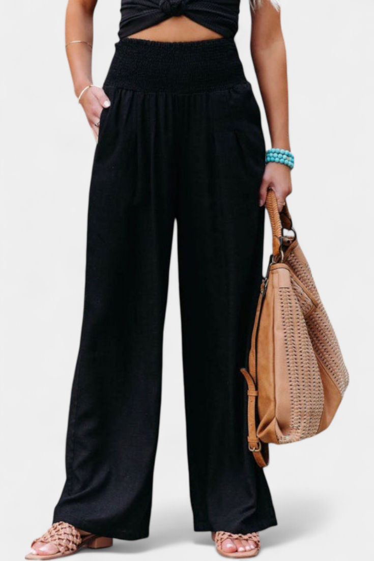 Lexia Pantalón de Algodón y Lino con Corte Fluido y Elegancia Natural