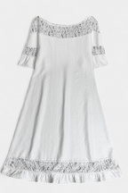 Karol Vestido Casual de Lino con Encaje y Cuello Barco