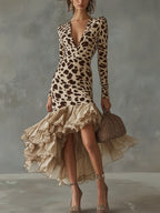 Carmen | Vestido con estampado animal y volantes