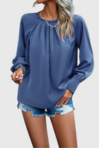 Dottie Blusa de Manga Larga con Cuello de Encaje