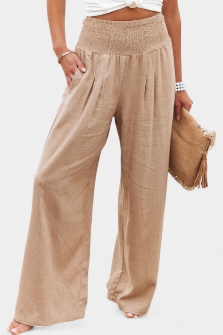 Lexia Pantalón de Algodón y Lino con Corte Fluido y Elegancia Natural