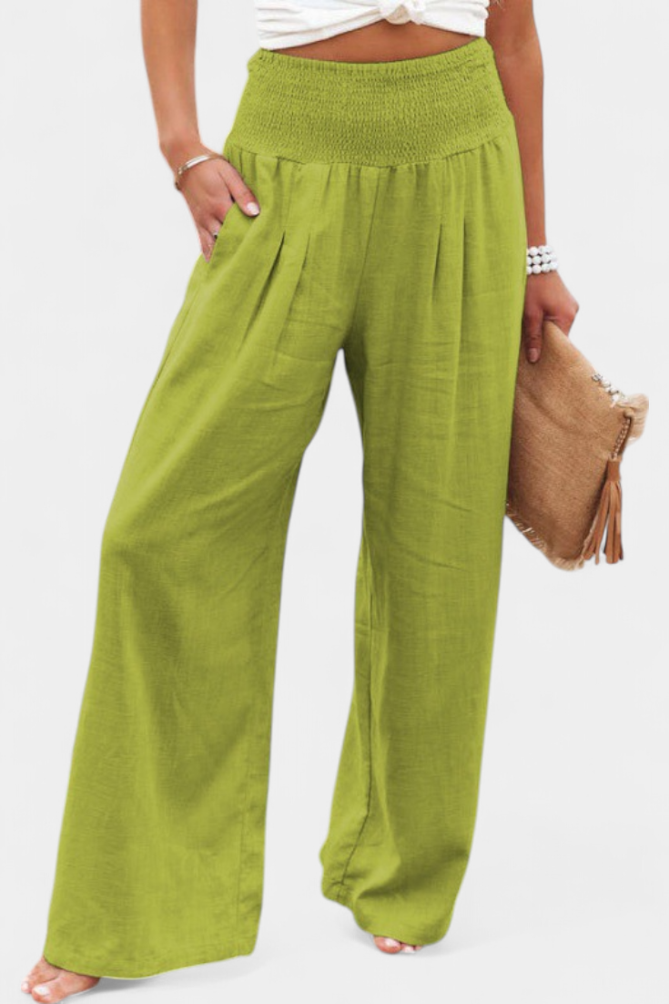 Lexia Pantalón de Algodón y Lino con Corte Fluido y Elegancia Natural