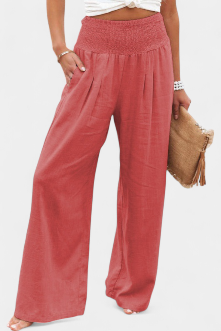 Lexia Pantalón de Algodón y Lino con Corte Fluido y Elegancia Natural