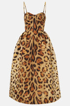Tiana Vestido Midi Bustier Leopardo