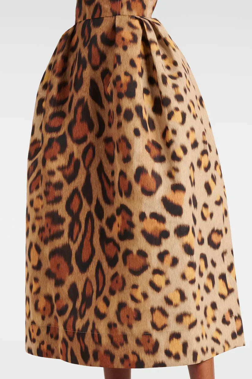 Tiana Vestido Midi Bustier Leopardo