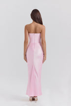 Emily Vestido Maxi Drapado Sin Tirantes
