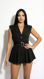 Estrella Glam | Mono Blazer con Falda Pantalón y Strass