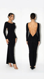 Nerea Backless | Vestido Maxi de Espalda Descubierta y Manga Larga