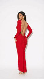 Nerea Backless | Vestido Maxi de Espalda Descubierta y Manga Larga