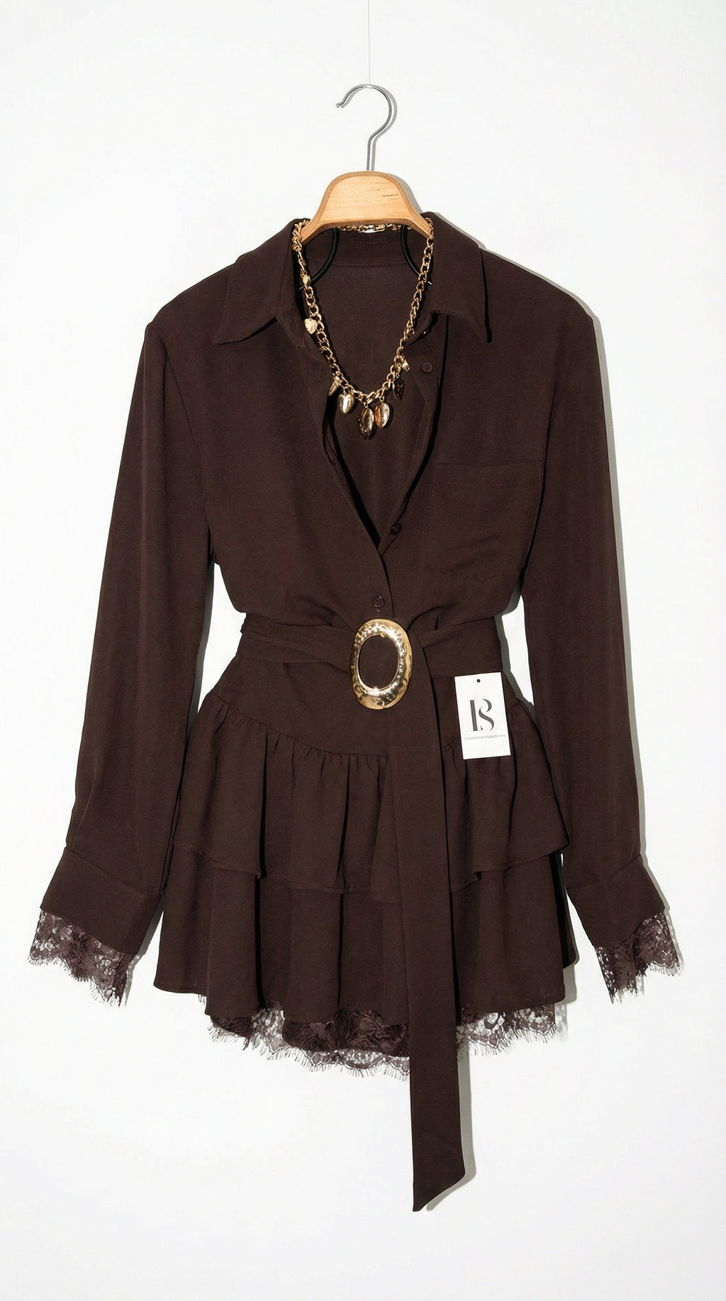 Letizia Boho | Vestido Mini Camisero con Volantes y Cinturón