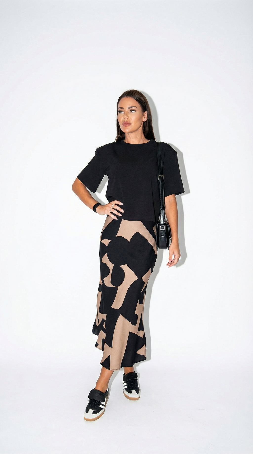 Petra Print | Conjunto Camiseta Crop y Falda Maxi Estampada