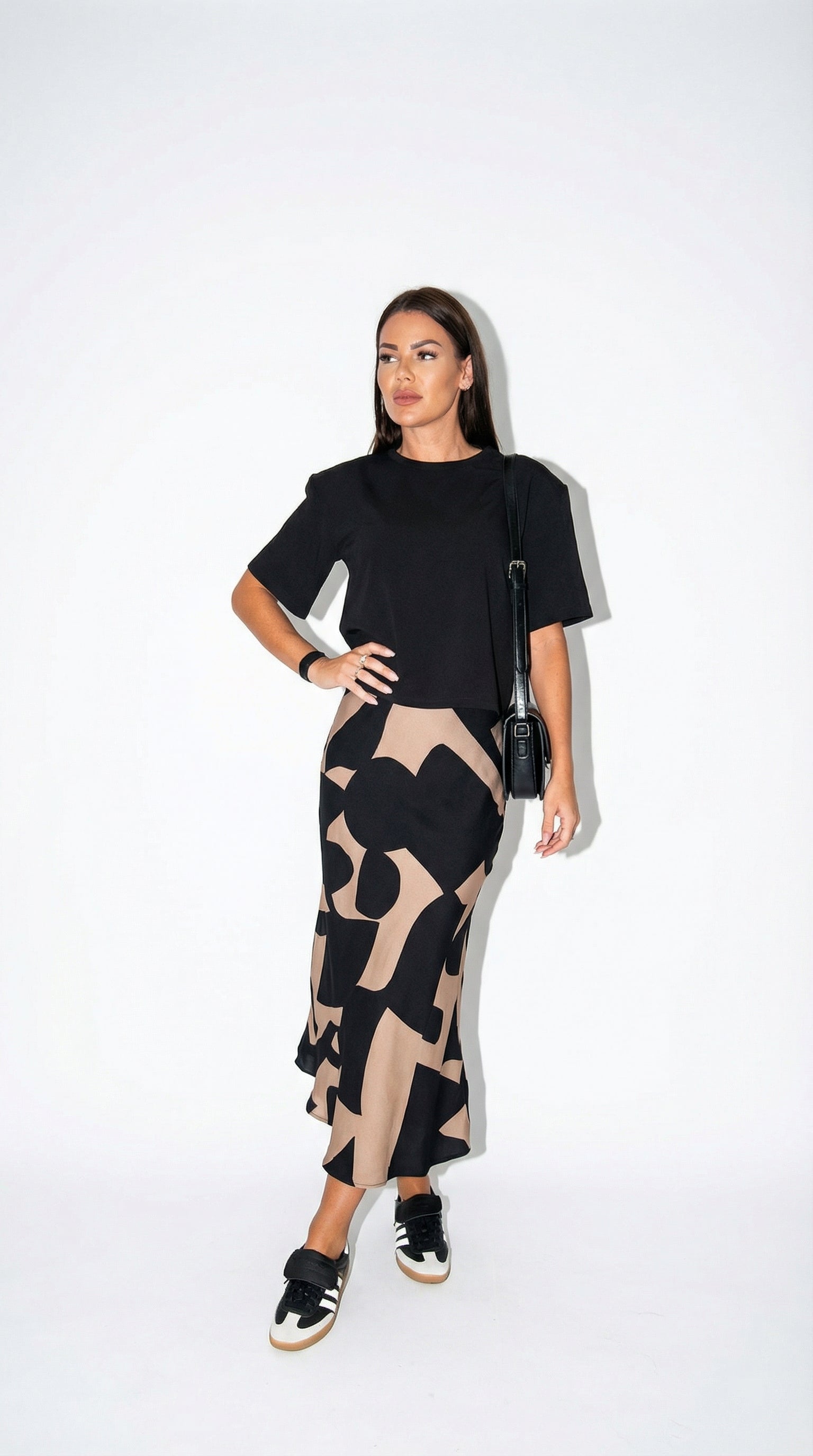 Petra Print | Conjunto Camiseta Crop y Falda Maxi Estampada