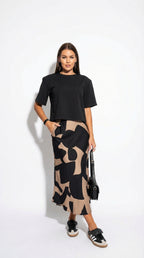 Petra Print | Conjunto Camiseta Crop y Falda Maxi Estampada