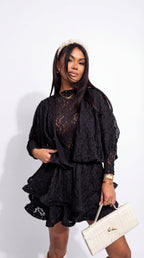 Adriana Bloom | Vestido Midi Bordado con Volantes