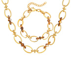 Collar Ámbar - En acero inoxidable chapado en oro | collar tipo gargantilla con eslabones