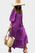 Aroa Vestido Boho con Estampado Artístico y Silueta Fluida