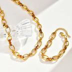Collar Ámbar - En acero inoxidable chapado en oro | collar tipo gargantilla con eslabones