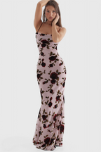 Irina Vestido Deslizante con Estampado Floral y Espalda Descubierta