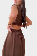 Griselda Vestido Midi con Botones y Cintura Abierta