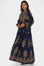 Yaiza Vestido Maxi con Aire Bohemio y Estampado Vintage