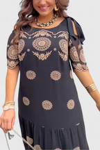 Cathy Vestido de Verano Elegante de Malla con Diseño Hueco y Corte Fluido