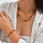 Collar Ámbar - En acero inoxidable chapado en oro | collar tipo gargantilla con eslabones