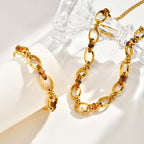 Collar Ámbar - En acero inoxidable chapado en oro | collar tipo gargantilla con eslabones