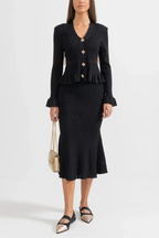 Prudence Conjunto de Vestido Midi de Punto Refinado y Top con Botones