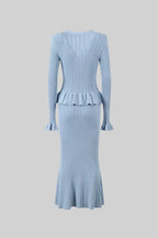 Prudence Conjunto de Vestido Midi de Punto Refinado y Top con Botones