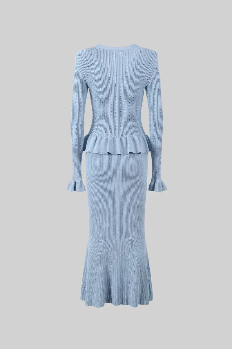 Prudence Conjunto de Vestido Midi de Punto Refinado y Top con Botones