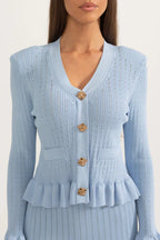 Prudence Conjunto de Vestido Midi de Punto Refinado y Top con Botones