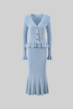 Prudence Conjunto de Vestido Midi de Punto Refinado y Top con Botones