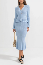 Prudence Conjunto de Vestido Midi de Punto Refinado y Top con Botones