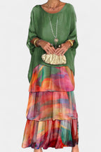 Caroline Vestido Maxi de Batwing con Estampado