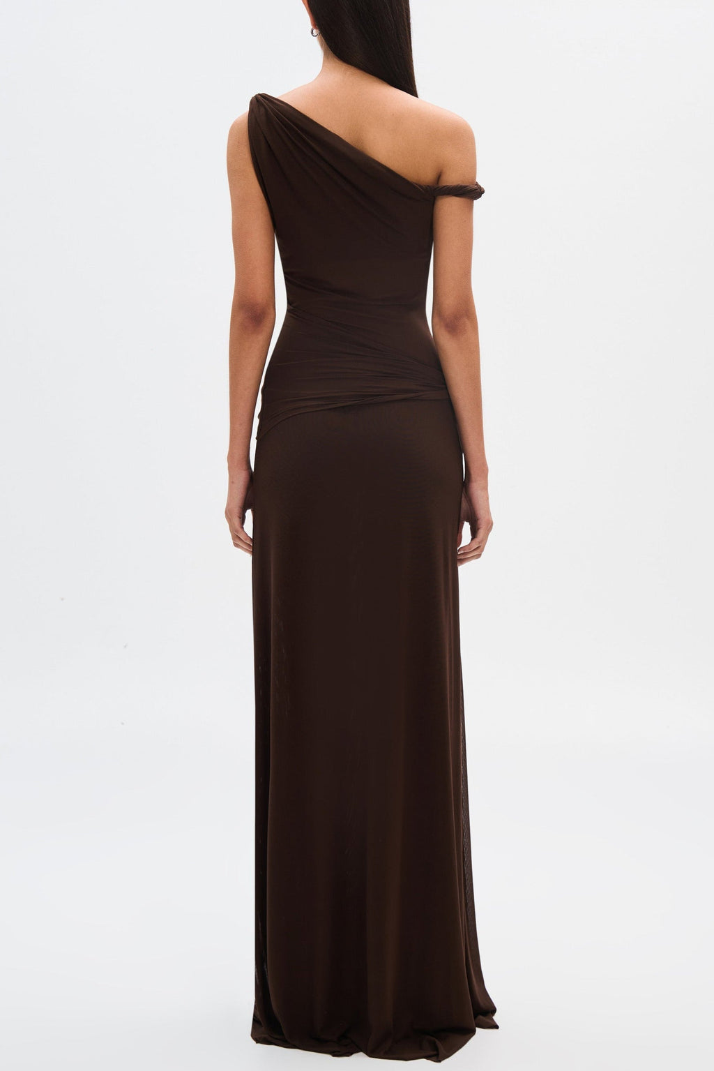 Eranda Vestido Maxi de Malla Drapada Off-Shoulder
