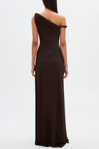Eranda Vestido Maxi de Malla Drapada Off-Shoulder