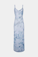 Iris Vestido de Encaje Floral Azul