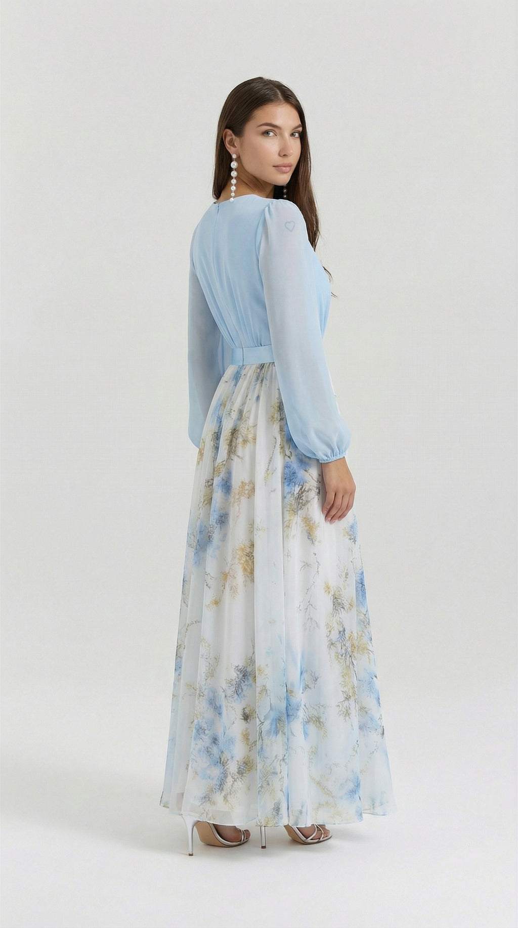 FLORENCIA | Vestido Maxi Bicolor con Falda Floral